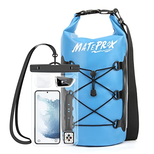 Dry Bag 5L/10L/20L-MATEPROX Wasserdichter Packsack mit Rollverschluss Robust und Langlebig Trockener Beutel Sack wasserdichte Tasche Perfekt für Schwimmen, Bootfahren, Rafting/Camping-10L Blau von MATEPROX