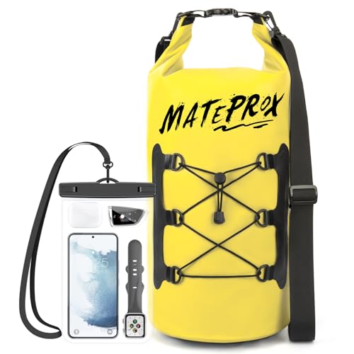 Dry Bag 5L/10L/20L-MATEPROX Wasserdichter Packsack mit Rollverschluss Robust und Langlebig Trockener Beutel Sack wasserdichte Tasche Perfekt für Schwimmen, Bootfahren, Rafting/Camping-20L Gelb von MATEPROX