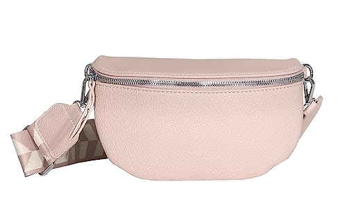 Bauchtasche Damen stylisch Umhängetasche Hüfttasche Bodybag Gürtel Crossbody Bag Schultertasche mit Verstellbaren Gurt 25 (Rosa, M / 28 x 18 x 9 cm) von MATY FASHION