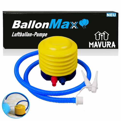BallonMax Fuß Pumpe Luftpumpe Tretpumpe Blasebalg, für Luftballon Luftmatratze Sporgeräte & mehr von MAVURA