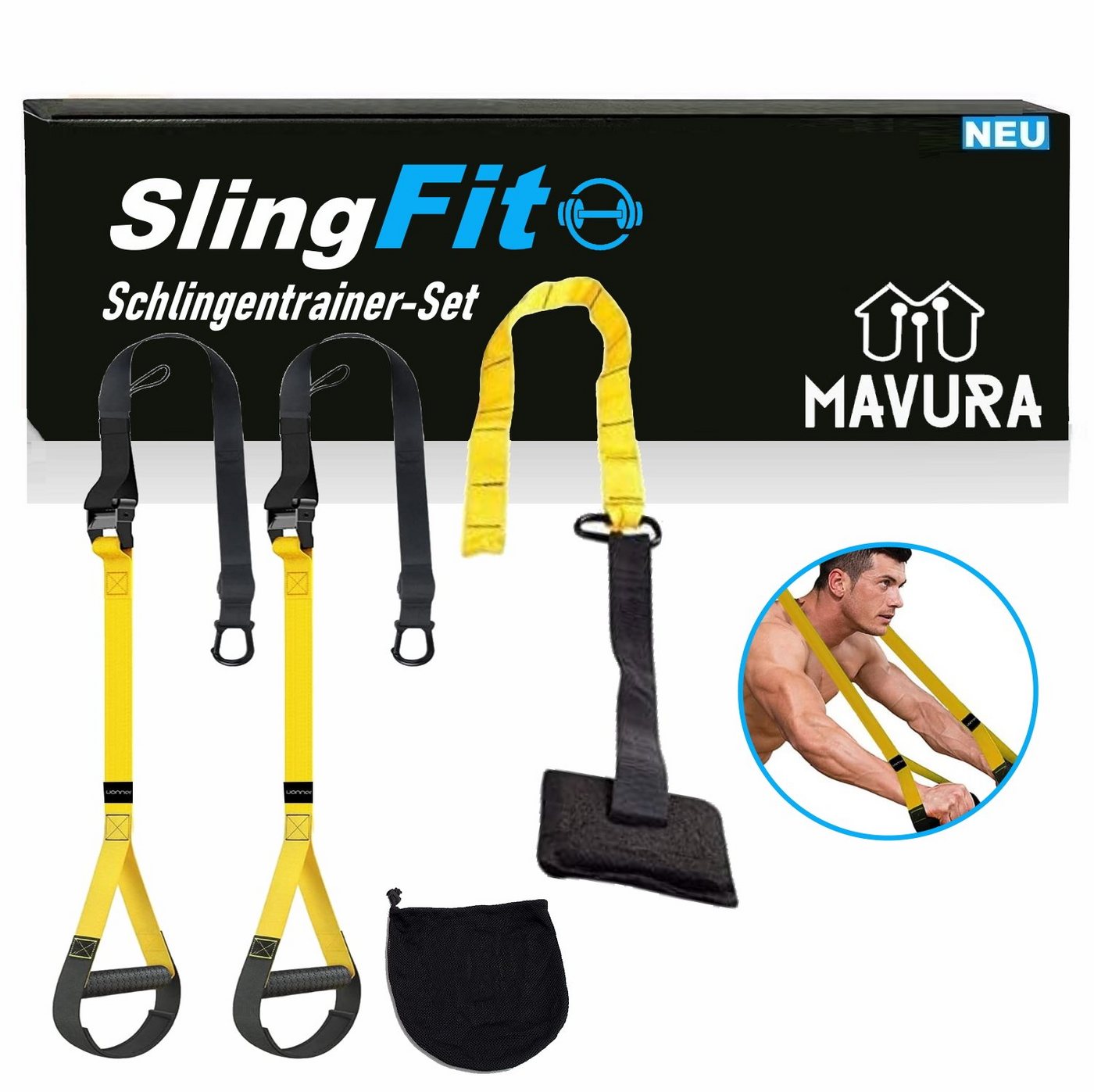 MAVURA Schlingentrainer SlingFit Schlingentrainer-Set Widerstandsbänder Fitnessbänder, Sling Trainer Suspension Straps von MAVURA