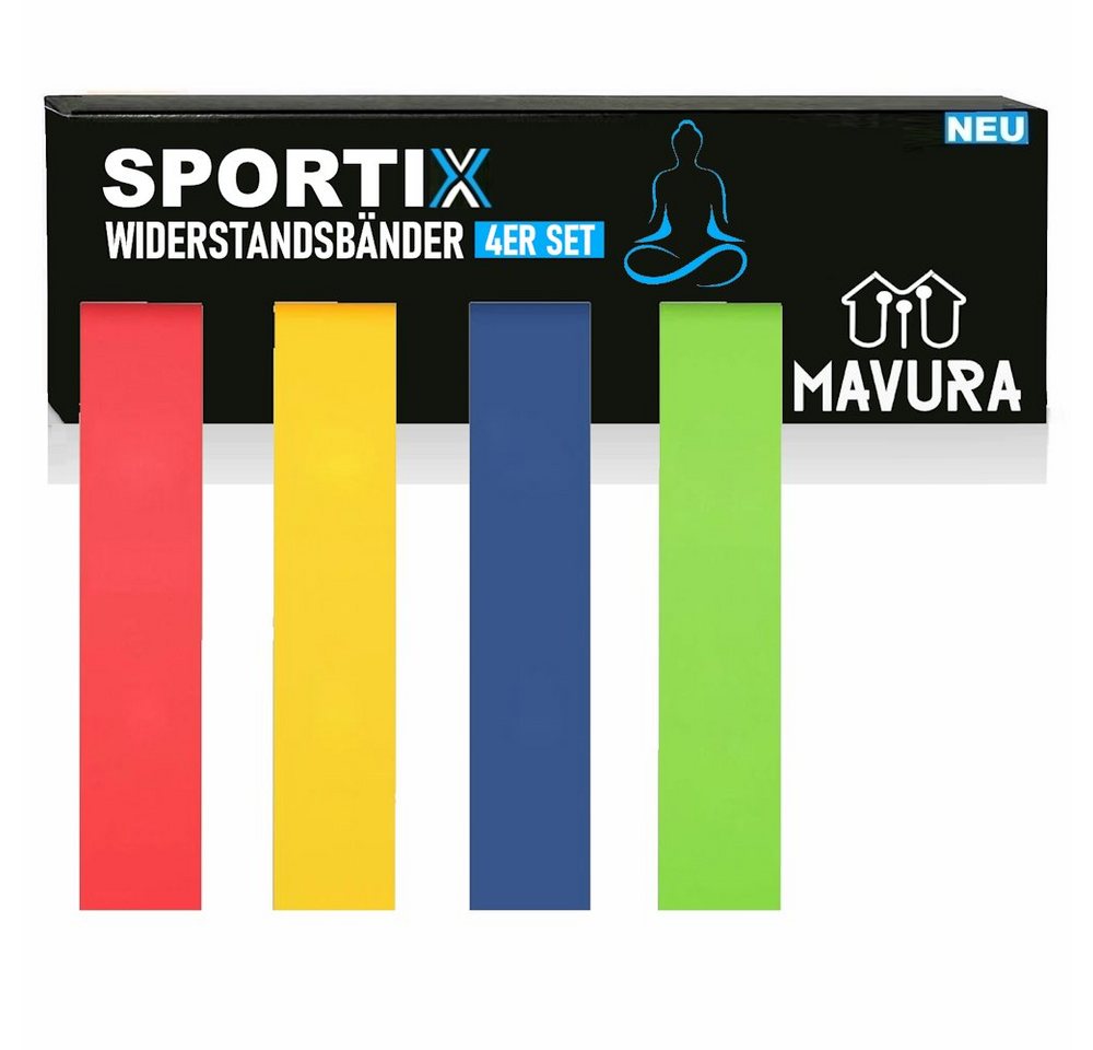 MAVURA Trainingsband SPORTIX Widerstandsband Fitnessband Set Sport Yoga Pilates, Latex Expander Fitnessbänder Gymnastikbänder Resistance [4teilig] von MAVURA