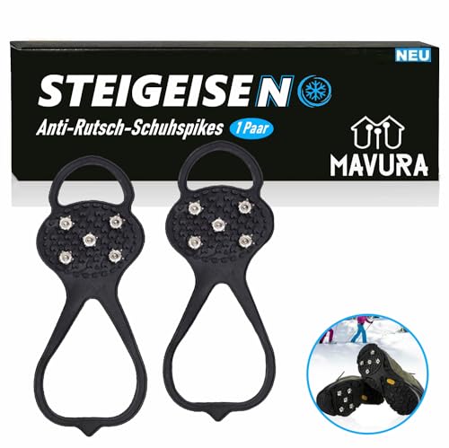 STEIGEISEN Anti-Rutsch Schuh Spikes Eiskrallen Schuhspikes, Schuhketten Schuhkrallen Gleitschutz bei Schnee & EIS [1 Paar] von MAVURA