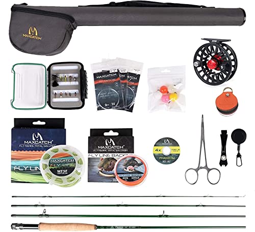 MAXIMUMCATCH Premier Fliegenrute und Avid Rolle Combo komplete 9' Fliegenfischen Outfit mit Angelausrüstung (8 wt -9' Half-Handgriff Rute 7/8 Fliegenrolle) von sprinton