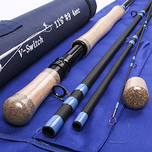 MAXIMUMCATCH Spey/Switch Fliegenrute 4/5/6/7/9ft 4/5/6 teilige Rute IM10 Kohlefaser-Rute Angelrute mit Cordura Rohr (Switch Rute, Travel 10'6'' 5/6wt 5 Teile) von MAXIMUMCATCH