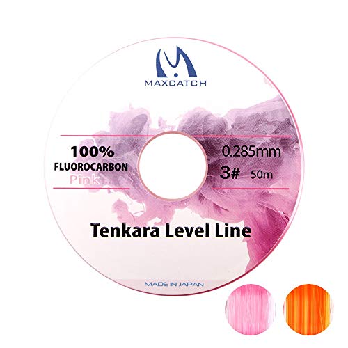 MAXIMUMCATCH Tenkara Level Line, 50M 2.5#/3.0#, Orange/Pink, Fluorocarbon Tenkara Fliegenschnur (50M 2.5#, Pink) von MAXIMUMCATCH