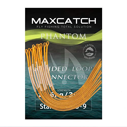 MAXIMUMCATCH geflochtener Schlaufenverbinder 10 Stück pro Packung, Fliegenfischen Loop Connectors, Orange/Klar/Gelb, 30lb/50lb (Orange, 30LB) von MAXIMUMCATCH