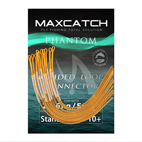 MAXIMUMCATCH geflochtener Schlaufenverbinder 10 Stück pro Packung, Fliegenfischen Loop Connectors, Orange/Klar/Gelb, 30lb/50lb (Orange, 50LB) von MAXIMUMCATCH