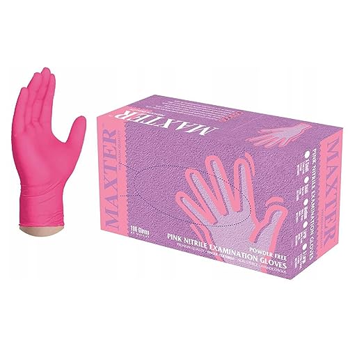 MAXTER Handschuhe – Untersuchungshandschuhe aus NITRIL – nicht gepudert – Rosa – Größe S von MAXTER