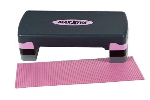 MAXXIVA® Stepper Aerobic-Fitness-Steppbrett mit Antirutsch-Matte 67 x 27 x 10/15/20 cm höhenverstellbar Hometrainer Fitnesstraining Workout (fuchsia) von MAXXIVA