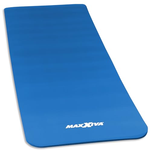 MAXXIVA Gymnastikmatte Fitnessmatte Yogamatte Schadstofffrei inklusive Tragegurt (190x60 cm, Blau) von MAXXIVA