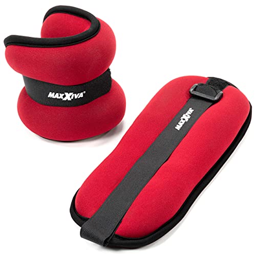 MAXXIVA Laufgewicht-Set Rot 2 x 1,5kg Gewichtsmanschetten Arme Beine Eisensandfüllung Krafttraining Joggen Reha Workout Fitness von MAXXIVA