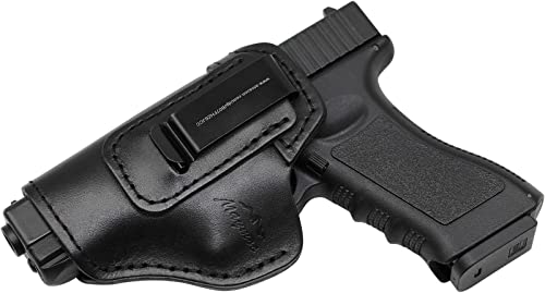 MAYMOC IWB Lederholster, Pistolenholster kompatibel für Glock 17 19 22 23 26 / Sig Sauer P226 P229 SP2022 / Springfield XD XDS XDM/S&W M&P Schild 9MM von MAYMOC