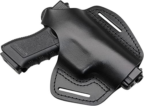 MAYMOC Lederholster 2 Slot OWB kompatibel für Glock 17 19 22 26 32 33 / S&W M&P Shield/Springfield XD & XDS/Plus alle ähnlich großen Kurzwaffen von MAYMOC