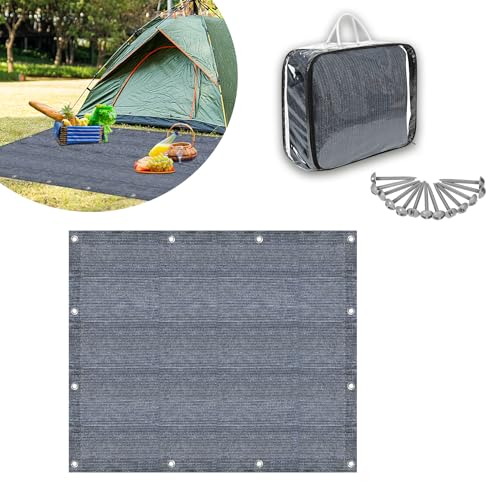 MAYTIIMO Vorzeltteppich Campingteppich - Outdoor Campingmatte HDPE Markisenteppich mit Tragetasche Zeltboden Teppich für Camping - 250x300cm Grau Blau von MAYTIIMO