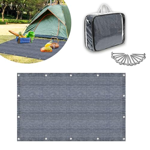 MAYTIIMO Vorzeltteppich Campingteppich - Outdoor Campingmatte HDPE Markisenteppich mit Tragetasche Zeltboden Teppich für Camping - 250x400cm Grau Blau von MAYTIIMO