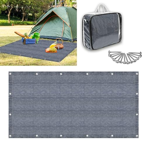 MAYTIIMO Vorzeltteppich Campingteppich - Outdoor Campingmatte HDPE Markisenteppich mit Tragetasche Zeltboden Teppich für Camping - 250x500cm Grau Blau von MAYTIIMO
