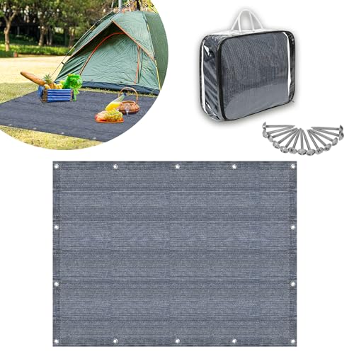 MAYTIIMO Vorzeltteppich Campingteppich - Outdoor Campingmatte HDPE Markisenteppich mit Tragetasche Zeltboden Teppich für Camping - 300x400cm Grau Blau von MAYTIIMO