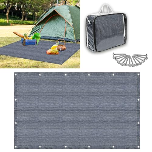 MAYTIIMO Vorzeltteppich Campingteppich - Outdoor Campingmatte HDPE Markisenteppich mit Tragetasche Zeltboden Teppich für Camping - 300x500cm Grau Blau von MAYTIIMO