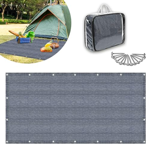 MAYTIIMO Vorzeltteppich Campingteppich - Outdoor Campingmatte HDPE Markisenteppich mit Tragetasche Zeltboden Teppich für Camping - 300x600cm Grau Blau von MAYTIIMO