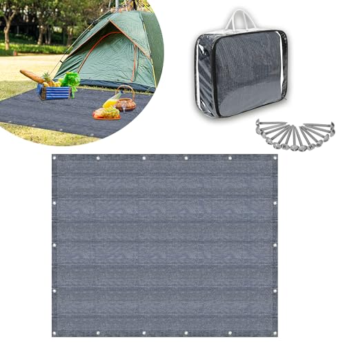 MAYTIIMO Vorzeltteppich Campingteppich - Outdoor Campingmatte HDPE Markisenteppich mit Tragetasche Zeltboden Teppich für Camping - 400x500cm Grau Blau von MAYTIIMO