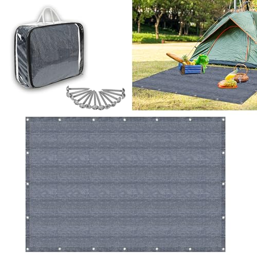 MAYTIIMO Vorzeltteppich Campingteppich - Outdoor Campingmatte HDPE Markisenteppich mit Tragetasche Zeltboden Teppich für Camping - 400x600cm Grau Blau von MAYTIIMO