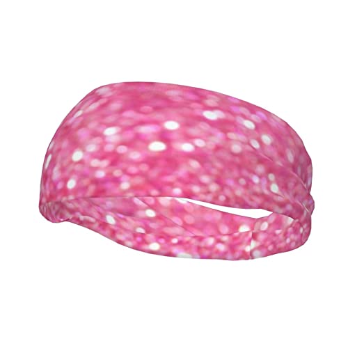 Glitzerndes pinkes Glitzer-Stirnband für Herren und Damen, dehnbar, atmungsaktiv, rutschfest, Sportschweißband für Laufen, Fitnessstudio von MAZBIT