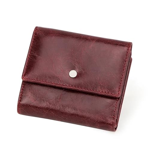MBACODAI Damen-Geldbörse aus Leder, kleine Damen-Kartenhalter-Geldbörsen, Damen-Geldbeutel, Münzgeldbörse (Color : Rot) von MBACODAI