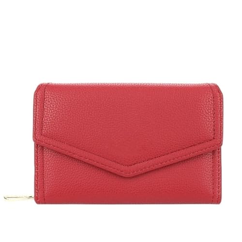 MBACODAI Frauen Geldbörsen Mode Leder Weibliche Geldbörse Kurz Kartenhalter Brieftasche for Frauen (Color : Rot) von MBACODAI