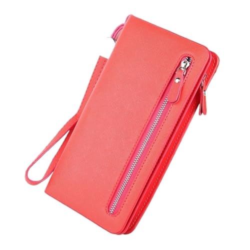 MBACODAI Mode Frauen Brieftasche Zipper Weibliche Brieftasche Multifunktions Frauen Geldbörse Karte Halter Geld Tasche Lange Brieftasche (Color : Rot) von MBACODAI