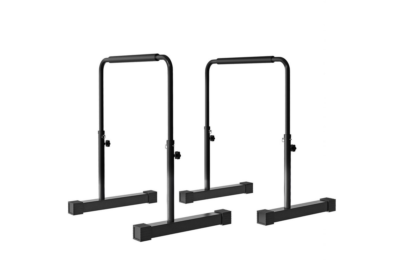 MC Star Liegestützgriffe Dip Barren Bars 2er Set Rutschfest Dip Station 80-100 cm (Höhenverstellbar Fitness Parallettes für Muskeltraining und Krafttraining Stahl Schwarz) von MC Star