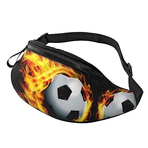 Gürteltasche mit Fußball-Flammenmotiv für Laufen, Wandern, Reisen, Workout, Hundespaziergang, Sport, Angeln, Hüfttasche, Schwarz , Einheitsgröße von MDATT