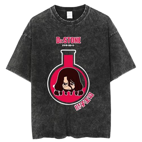 MDEM Dr Stone Vintage Gewaschen Tshirts Für Männer Digitaldruck Anime Grafik T-Shirt Hohe Qualität Frauen Harajuku Oversize Tee-color3||XXL von MDEM