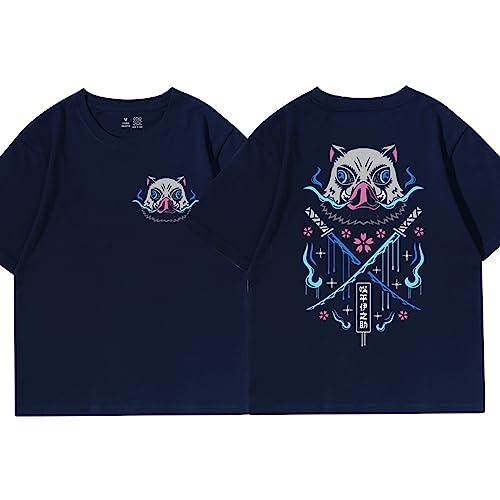 MDEM Harajuku Dämon Slayer T-Shirt Sommer Baumwolle Kurzarm T-Shirt Japanische Anime T Hemd Beast Fitness Hashibira Inosuke Tops-style4||L von MDEM