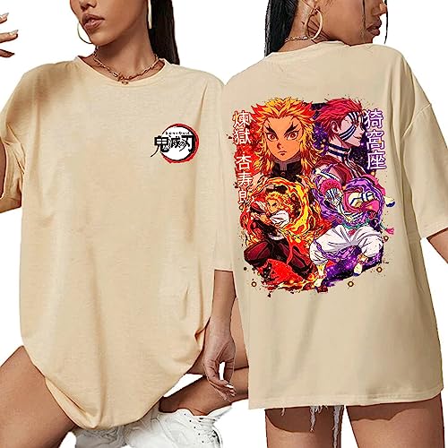 MDEM Harajuku Demon Slayer T-Shirt Sommer Kurzarm Übergroßen T-Shirt Anime T Shirt Tops-style2||M von MDEM