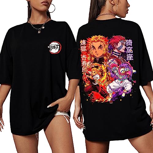 MDEM Harajuku Demon Slayer T-Shirt Sommer Kurzarm Übergroßen T-Shirt Anime T Shirt Tops-style5||XS von MDEM