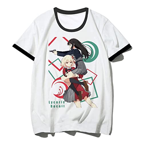 MDEM Lycoris Recoil T-Shirt Kleidung Männlich Ästhetisch Vintage Lustiges Anime T-Shirt Streetwear Weißes T-Shirt-style2||M von MDEM