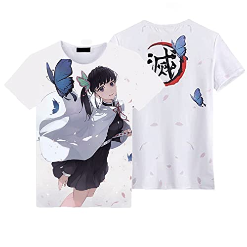 MDEM Sommer Mode Anime Demon Slayer Kochou Shinobu 3D T-Shirt Kinder Lässig T-Shirt Junge Mädchen Unisex Kleidung Übergroße T-Shirt Tops-style11||XS von MDEM