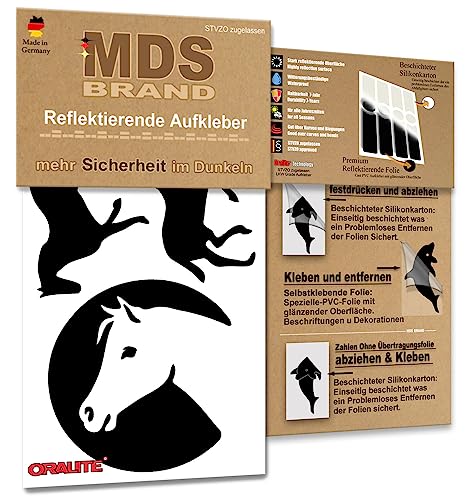 MDS Brand Kinder Reflektoren Sticker Set - Reflektoren Fahrrad - für Fahrradrahmen & Helm - Auto & Kinderwagen - Reflektoren für Sicherheit - Hohe Sichtbarkeit - Optimierte Haftung (R-013, Schwarz) von MDS Brand