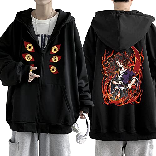 MEDM Anime Dämon Slayer Kokushibo Zipper Hoodie Oversize Man Pullovers Tops Harajuku Hip Hop Streetwear-style6||3XL von MEDM