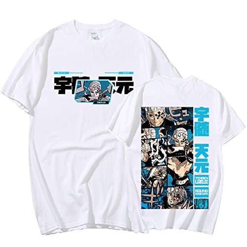 MEDM Anime Dämon Slayer T-Shirt Tengen Uzui Augen Doppelseitiger Druck T-Shirt Streetwear Herren-Baumwoll-T-Shirts Übergroße Harajuku-style1||L von MEDM
