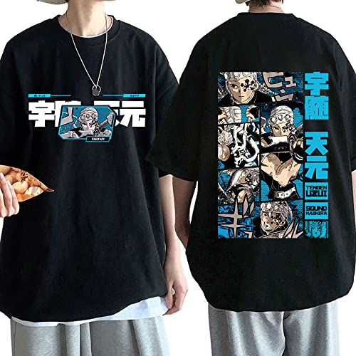 MEDM Anime Dämon Slayer T-Shirt Tengen Uzui Augen Doppelseitiger Druck T-Shirt Streetwear Herren-Baumwoll-T-Shirts Übergroße Harajuku-style7||XL von MEDM