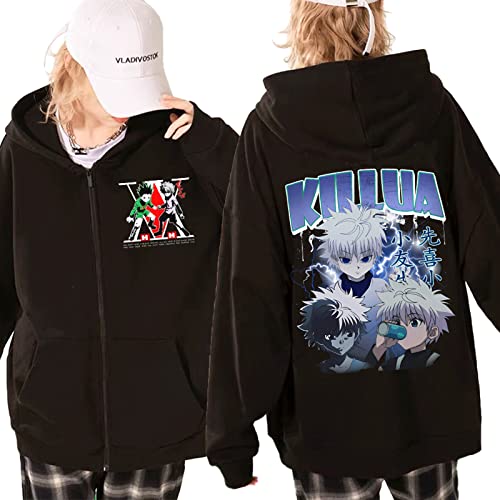 MEDM Anime Freecss Zip Up Hoodie Frauen/männer Sweatshirt Killua Zoldyck Vintage Reißverschluss Jacke Kleidung Killua Zoldyck Tops von MEDM