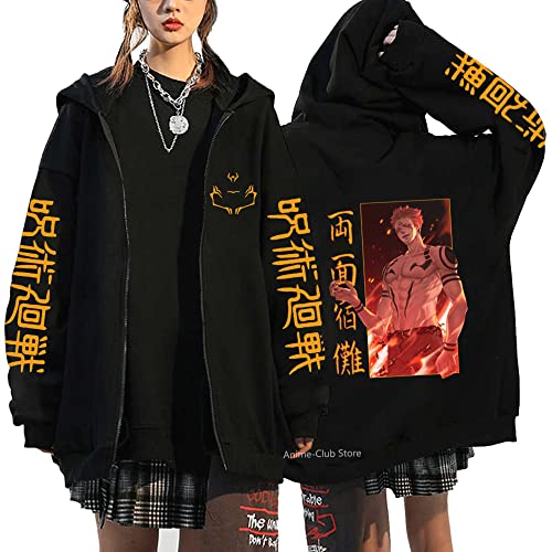 MEDM Anime Jujutsu Kaisen Sweatshirts Gojo Satoru Hoodie Streetwear Zip Up Hoodies Cartoon Grafik Reißverschluss Jacken Hip Hop -Mäntel-style4||S von MEDM