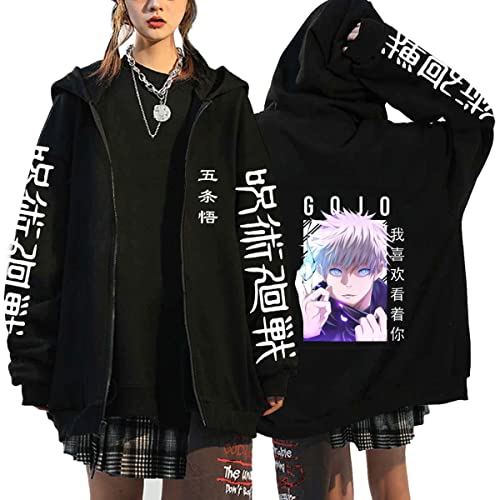 MEDM Anime Jujutsu Kaisen Sweatshirts Gojo Satoru Hoodie Streetwear Zip Up Hoodies Cartoon Grafik Reißverschluss Jacken Hip Hop -Mäntel-style7||XXL von MEDM