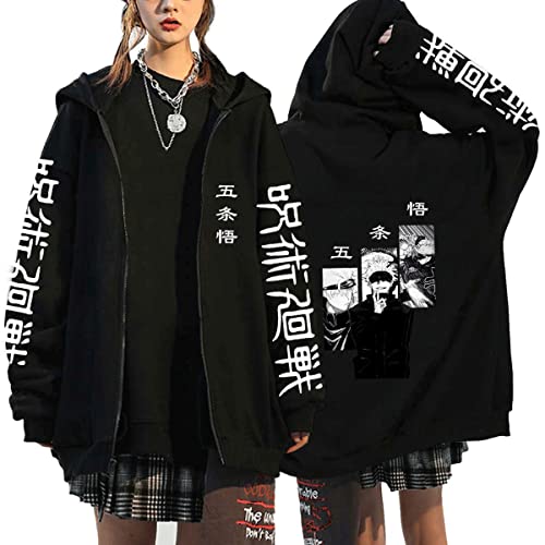MEDM Anime Jujutsu Kaisen Sweatshirts Gojo Satoru Hoodie Streetwear Zip Up Hoodies Cartoon Grafik Reißverschluss Jacken Hip Hop -Mäntel-style9||L von MEDM