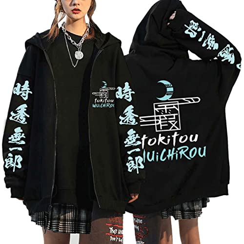 MEDM Demon Slayer Zip Hoodies New Long Sleeping Sweater Pullover Tops Anime -Modus Tokito Muichiro Reißverschluss Streetwear -Jacken Streetwear Jackets-style2||M von MEDM