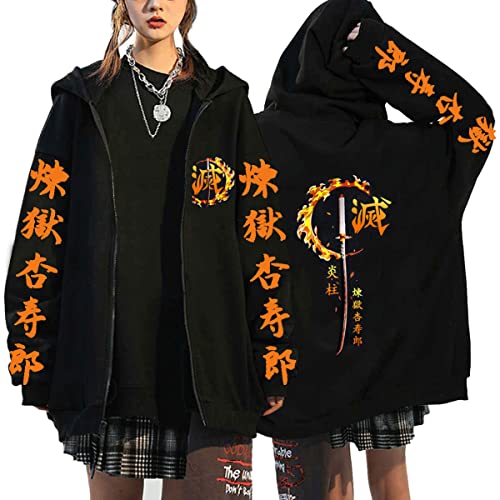 MEDM Demon Slayer Zip Hoodies New Long Sleeping Sweater Pullover Tops Anime -Modus Tokito Muichiro Reißverschluss Streetwear -Jacken Streetwear Jackets-style3||3XL von MEDM
