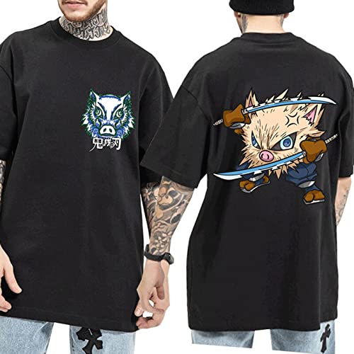 MEDM Harajuku Dämon Slayer Unisex T-Shirt Sommer Unisex Kurzarm T-Shirt Anime Lustige Beast Fitness Hashibira Inosuke Anime T-Shirt-style5||M von MEDM