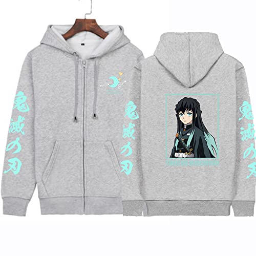 MEDM Herren Reißverschluss Hoodie Anime Dämon Slayer Hoodie Casual Muichiro Tokito Hoodie Fashion Pullover-style2||XS von MEDM